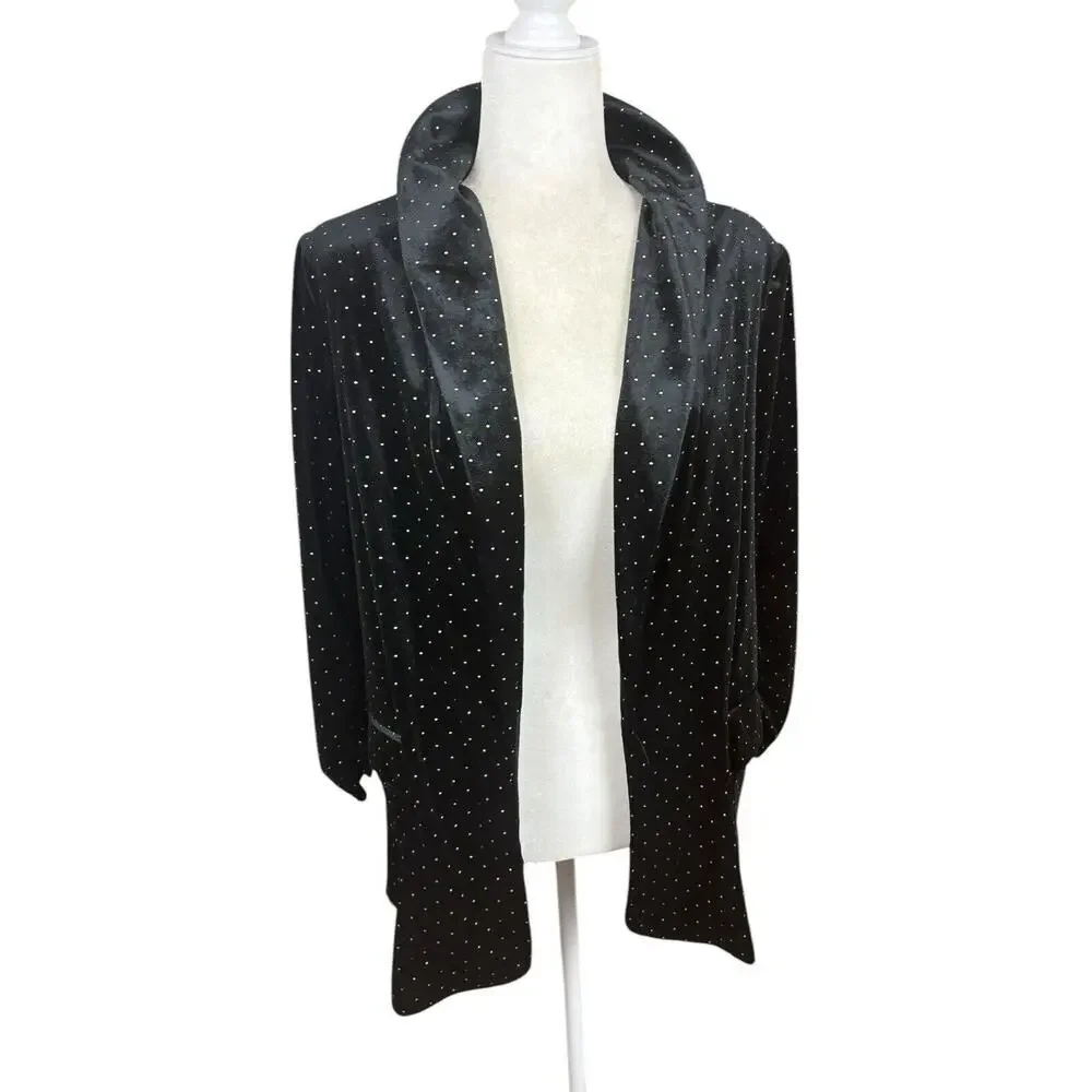 Meg & Margot Jacket Womens Size L‎ Black Velvet Gold Elegant Sophisticated New